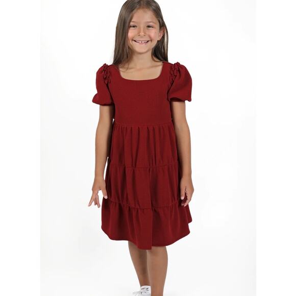 Girls Blush by US Angels Pouf Sleeve Tiered Ruffle Dress NWT Size 8 - Picture 1 of 12